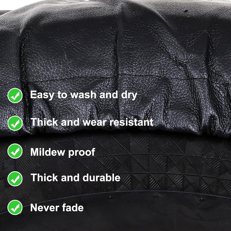 MOONET PU Thickening Leather Tire Wheel Covers 2 Pack- Tough Tire Wheel Protector for Truck,SUV,Motorhome,Camper,Trailer,RV - Universal Fits Tire Diameters 30-32 inches,Black - Image 5
